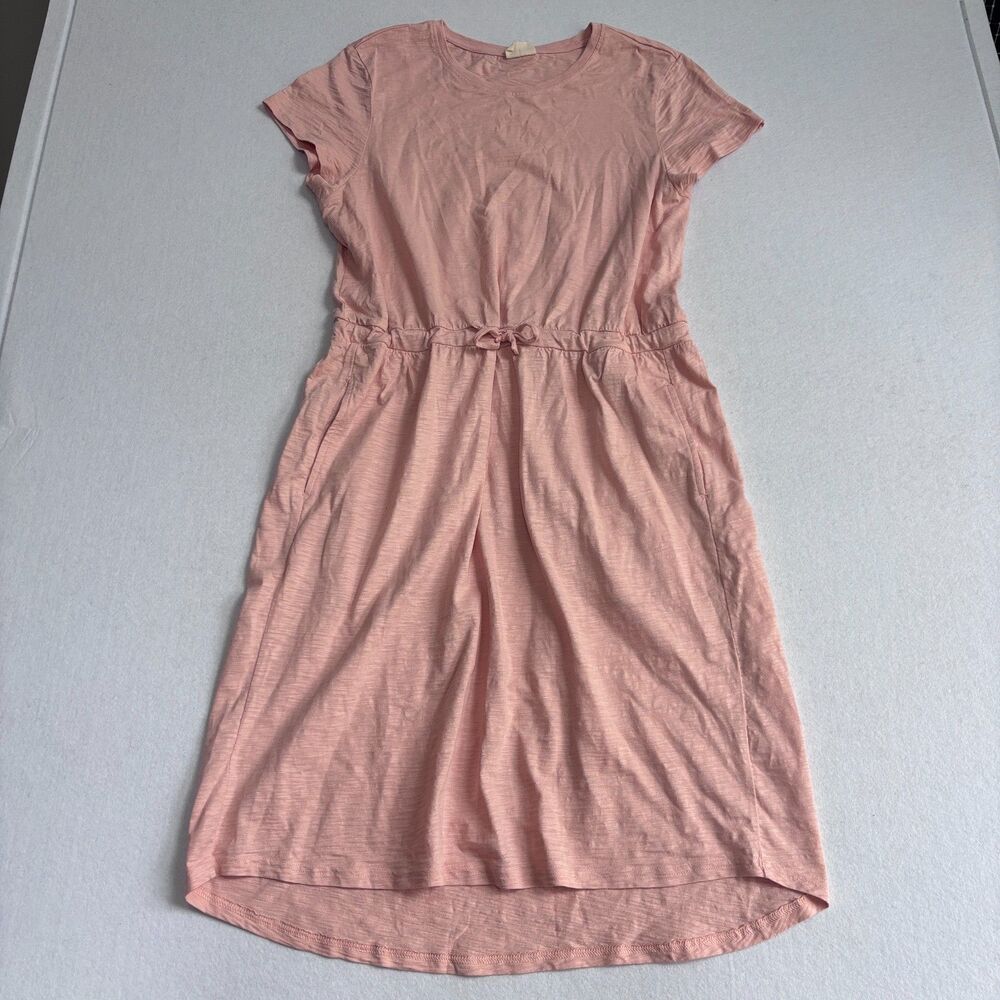 Pact Organic Cotton Relaxed Slub Weekend Dress Women's L Pale Pink Short Sleeve